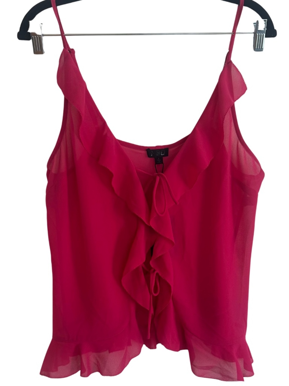 NBD Revolve NWT Pink Ruffle Tie-Front Cami Top L